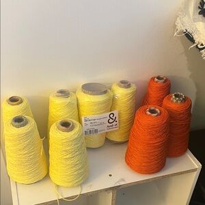 Yellow and Orange Yarn Cones